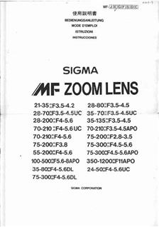 Sigma 75-200/3.8 manual. Camera Instructions.